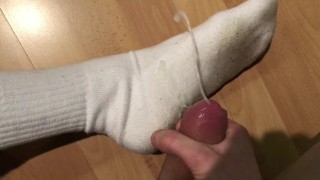 Cum On Worn-Out White Socks