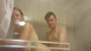 DEX FUCKED SOPHIE AGAINST THE SHOWER WINDOW WITH HIS LARGE BOUNCY TITS
