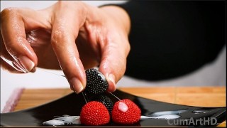 CFNM Handjob Cum On Candy Berries Cum On Food 3