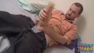 Supposedly straight guy fucking a fleshlight solo