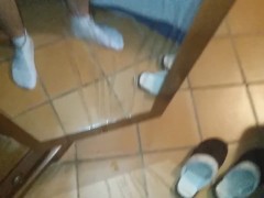 Cumming twice in front of a mirror