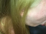 Preview 6 of Hot redhead amateur milf blowjob - Huge cum in mouth POV