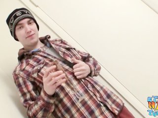 Straight twink jerks off and cums in his  glass