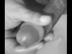 Edging cock till intensive cum float. Including slow motion version