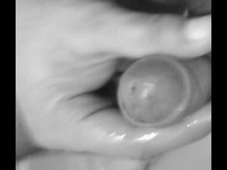 Edging cock till intensive cum float. Including slow motion version