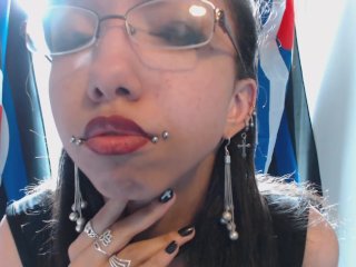 messy lipstick, piercings, solo female, lipstick