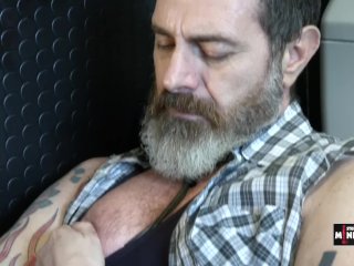 Men's room, pumping my cock in the toilet
