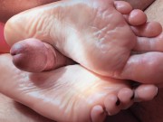 Preview 2 of Perfect Teen Feet Solejob Massive Cum | Footjob Soles Long Toes Worship