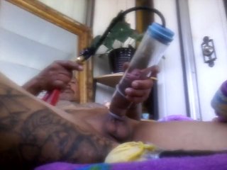 Part2 smoking penis pump cumshot