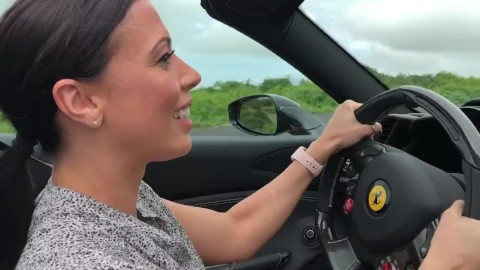 Rachel Starr drives a Ferrari