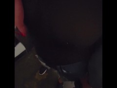 Date night with wife in see through top nipple pierced