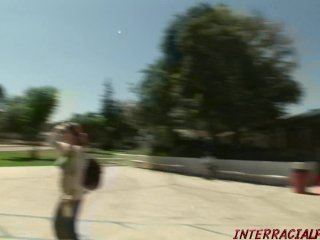 College girl with bigtits Megan Reece pounded by huge black cock screenshot number 0
