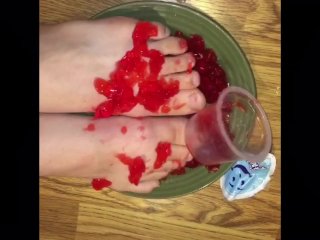 Feet in jello / deep lotion foot massage