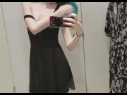 Preview 2 of skinny gothic girl taking a selfie at hudson bay dressing room
