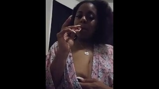 Smoking and playing with my juicy pussy til I cum!!! Kum with me
