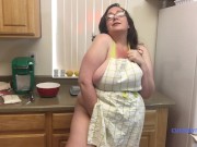 Preview 4 of Amateur Huge Tit BBW Shows off Sexy Body in Kitchen Wearing Just an Apron