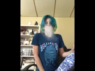 tattooed women, dyed hair, solo female, smoking
