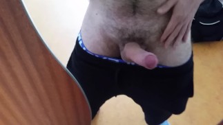Guy dumps all his thick cum on the floor of an hostel