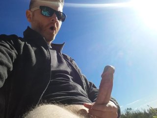 big cock, big dick, male ejaculation, outdoors