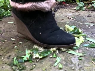 feet, crush, cucumber, boots