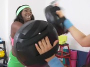Preview 3 of Fitness Rooms Interracial lesbians get a sweat on