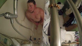 guy finds shower and masterbate teases