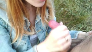 Blowjob in nature from cute Alice J