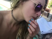 Preview 1 of Toplees blowjob in the pool