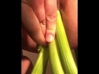 orgasm, verified amateurs, vegetable insertion, fennel