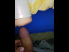Dillion Harper's fleshlight, rubbing my dick on it.