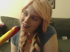 Little slut sucking on thick candy cock