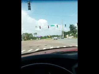 Playing with my Wet Juicy Pussy at a Red Light