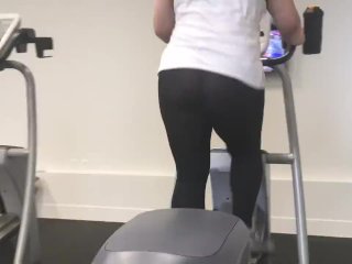 Big Ass in Tight See-Through Pants at the Gym! Had to