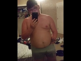 made to cum, solo male, in parents house, fat