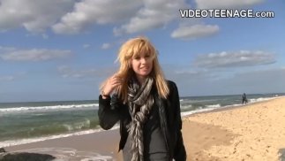 shy blonde teen first casting