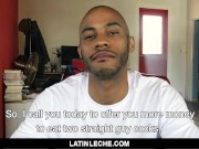 Preview 3 of LatinLeche - Latino stud crams two cocks in his mouth
