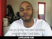 Preview 4 of LatinLeche - Latino stud crams two cocks in his mouth