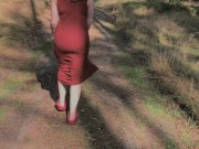 Preview 2 of Playful Redhead Pissing in Forest and Showing her Big Boobs