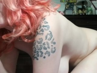 Busty_hairy babe fucks glass_dildo