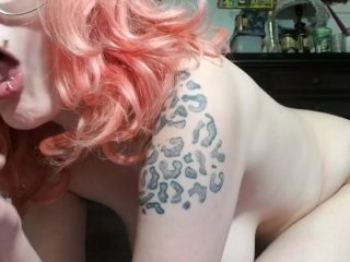 ass, tattooed women, glass, glass dildo