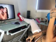 Preview 4 of Masturbating to porn w BBC dildo