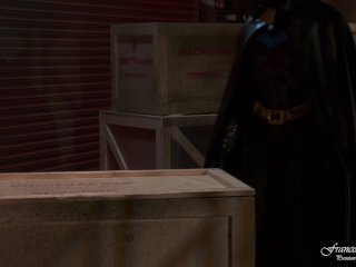 Superhero with super heroines threesome porn in the warehouse