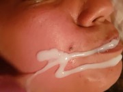 Preview 2 of GIRL TAKES HUGE CUMSHOT WHILE in bed