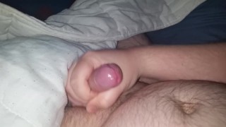 Hairy chubby guy cumming in the morning