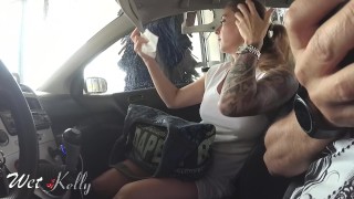 Wetkelly Is A Public Risky Blowjob In The Carwash