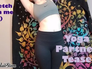 brunette, tease, yoga, big tits