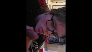 Stepdaughter swallowing fat cock