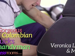 Fitness Rooms Sexy Colombian with amazing natural body fucks lucky handyman screenshot number 0
