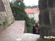 Preview 2 of Blonde nearly gets caught wetting her panties in public