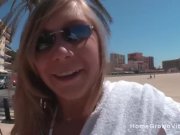 Preview 1 of Amateur blonde masturbates then fucked outside by a big cock